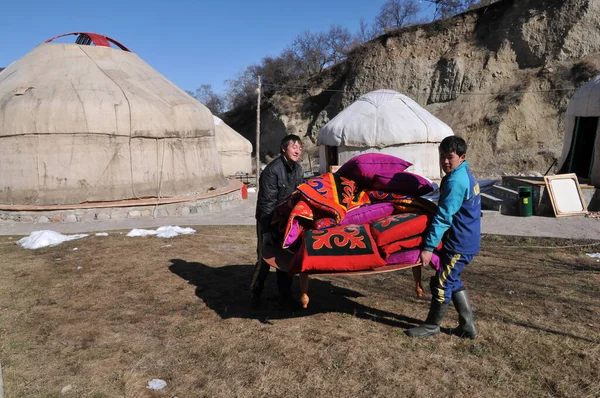 Yurta Kazaja Una Vivienda Tradicional Que Existido Desde Antigüedad Utilizado — Foto de Stock