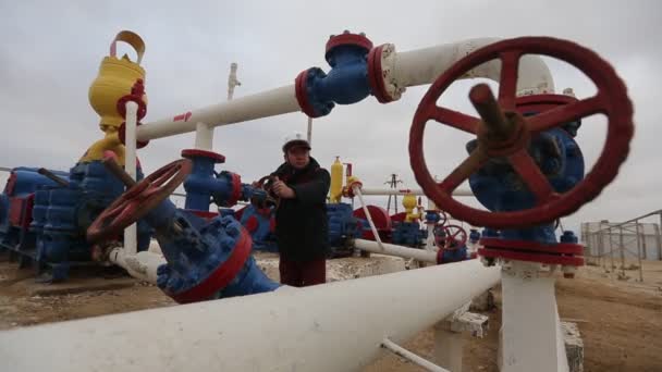 Uzen Est Champ Pétrolier Gazier Dans Région Mangistau Kazakhstan Sur — Video