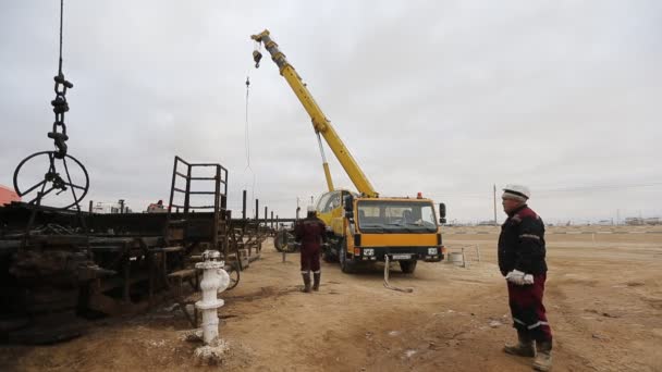 Uzen Est Champ Pétrolier Gazier Dans Région Mangistau Kazakhstan Sur — Video