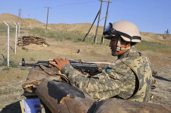 Undervisning Militära Fredsbevarande Styrkorna Almatyregionen Kazakstan 2008 — Stockfoto