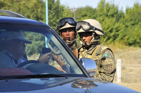 Insegnamenti Delle Forze Militari Pace Nella Regione Almaty Kazakistan 2008 — Foto Stock