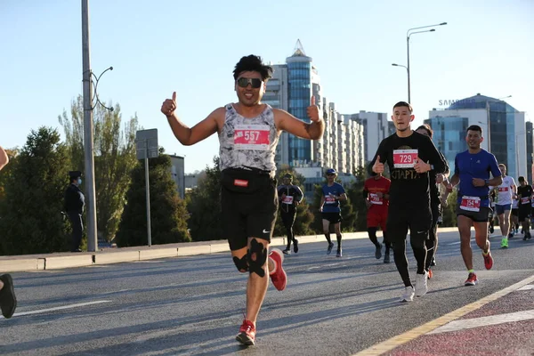 Marathon Långväga Promenadtävling Med Ett Avstånd 195 Marathon Centrum Almaty — Stockfoto
