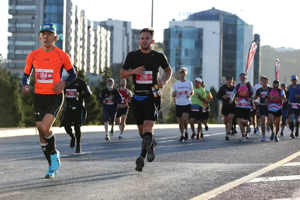 Marathon Långväga Promenadtävling Med Ett Avstånd 195 Marathon Centrum Almaty — Stockfoto