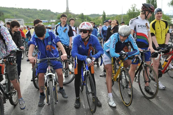 Mass Bike Ride Center Almaty City Kazakhstan 2008 — Fotografia de Stock