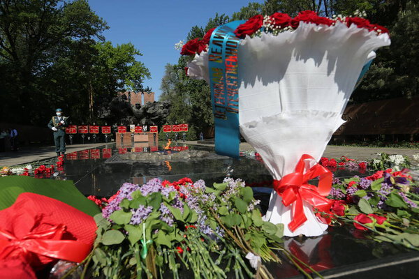 Victory Day in the park 28 mi Panfilov in the center of Almaty in Kazakhstan.09.05.2021.