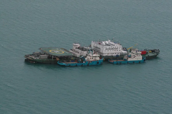 Seaport Aktau Located Eastern Coast Caspian Sea Intended International Transportation — Stock Photo, Image