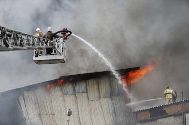 Fire of commercial warehouses in the city of Almaty.Kazakhstan.09.06.2019.