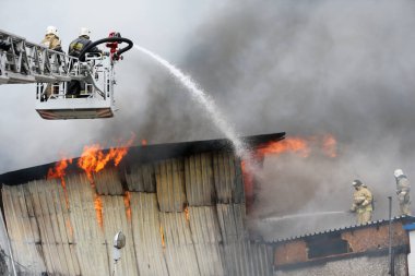 Fire of commercial warehouses in the city of Almaty.Kazakhstan.09.06.2019.