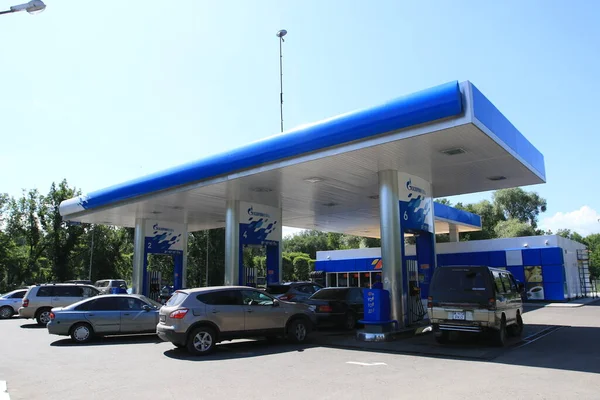 Gas station Gazprom in the center of Almaty.26.08.2015.