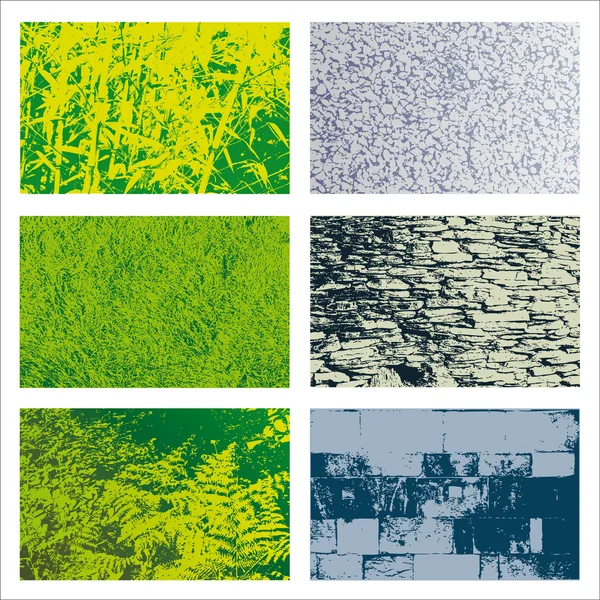 Textures végétales et de pierre Set — Image vectorielle