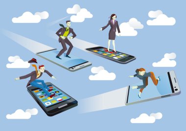 Business with Flying smartphones clipart