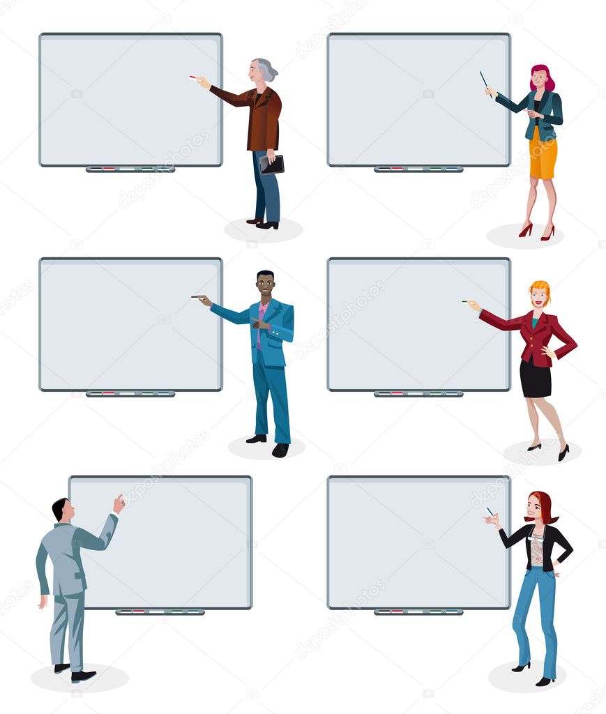 Business People and Empty Interactive Whiteboards