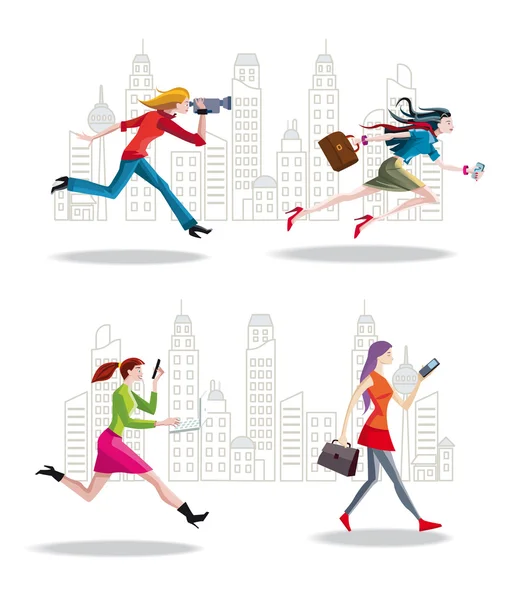 Entrepreneurs Les femmes courent dans la ville2 — Image vectorielle