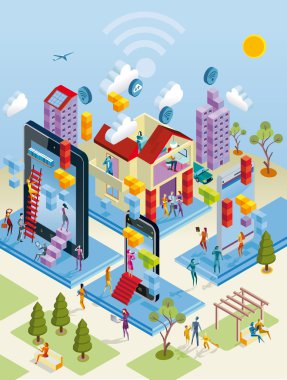 Wireless City in Isometric View clipart