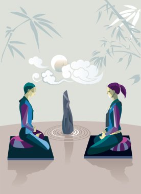 Couple Practicing Zen Meditation clipart