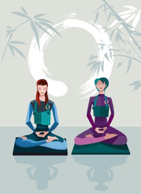 Two Women Meditating clipart