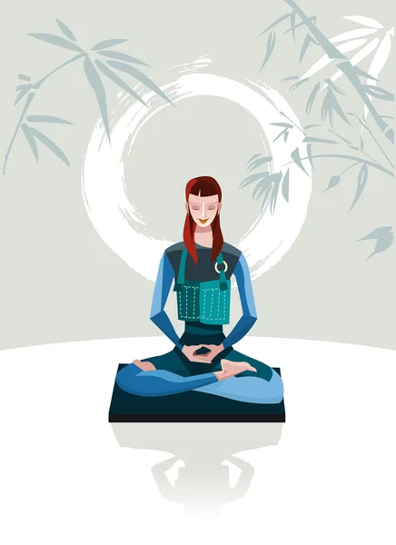 Woman Meditating — Stock Vector