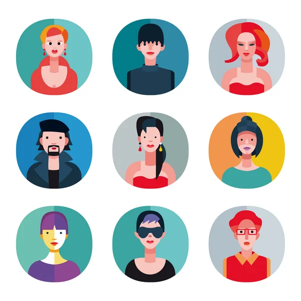 Collection Avatars Plat — Image vectorielle