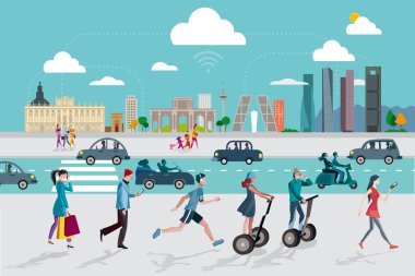 Madrid manzarası ve akıllı telefonlar ile