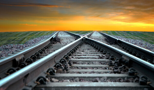 Railroad at sunset