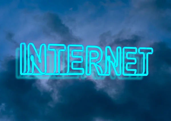 Internet neon teken — Stockfoto