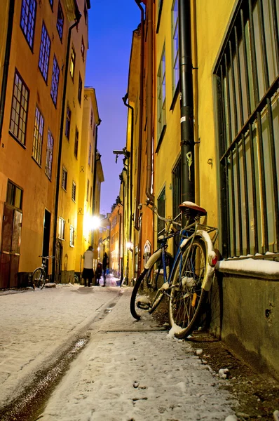 Fahrrad in Stockholms Altstadt — Stockfoto