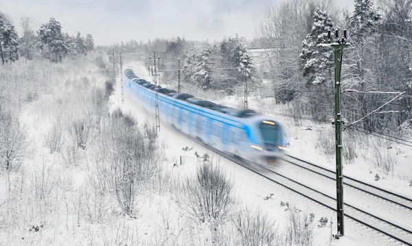 Train dans la neige — Photo