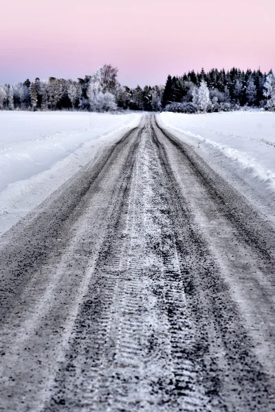 Kışın toprak yol — Stok fotoğraf