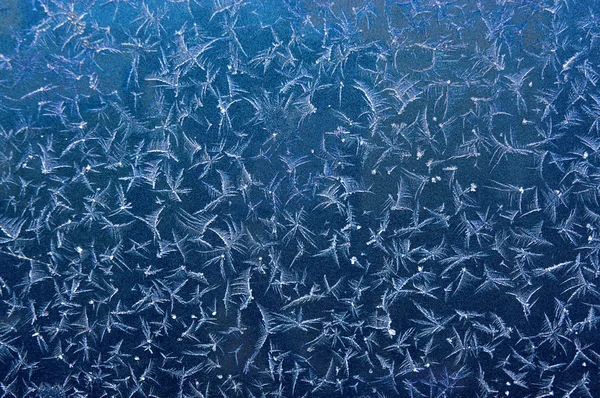 Givre rime sur la surface bleue — Photo