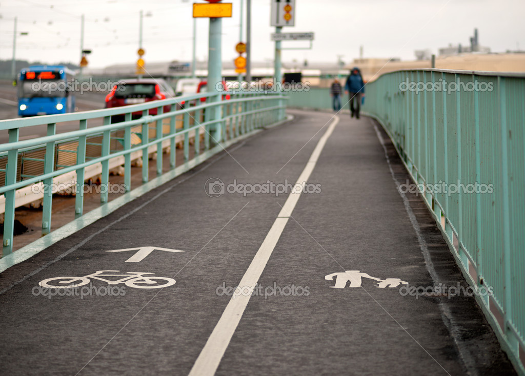 Pedestrians on bridge