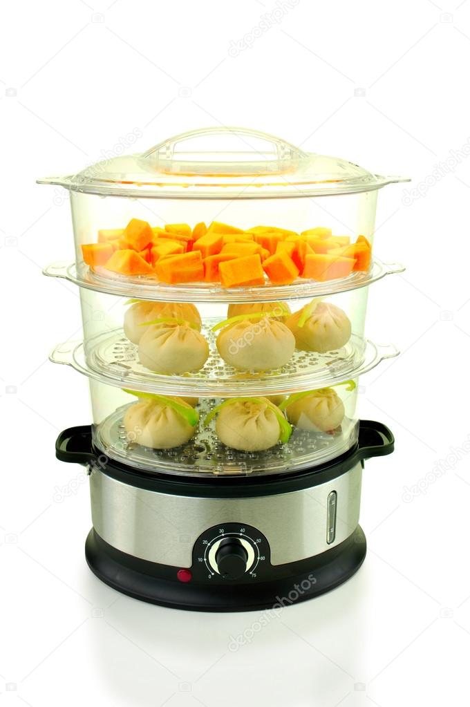 electric steamer with chinese dumplings