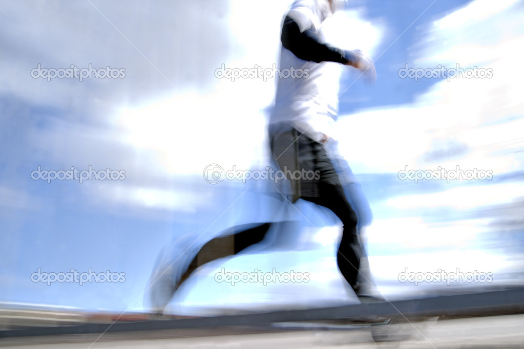 jogger in blurred motion