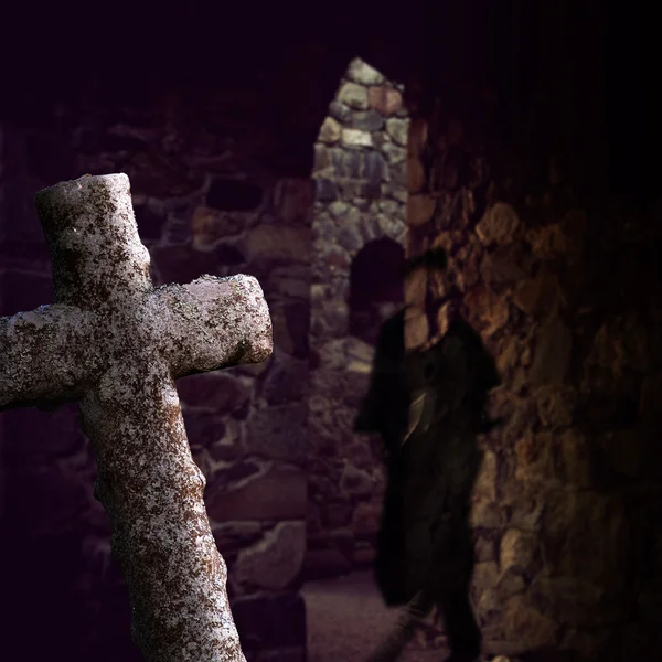 Crypt with ghost — Stock Photo, Image