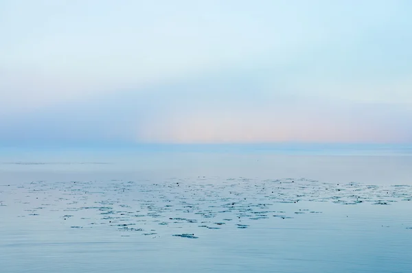 Озеро в туманний ранок — стокове фото