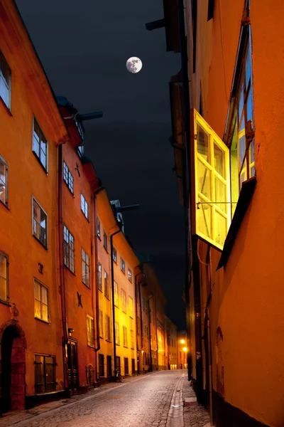 Stockholm street in moonshine — Stock Photo, Image