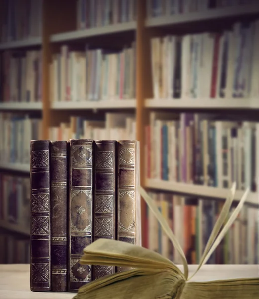 Vintage books with bookshelves — Stock Photo, Image