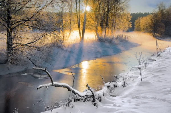 Kleiner Fluss im Winter — Stockfoto