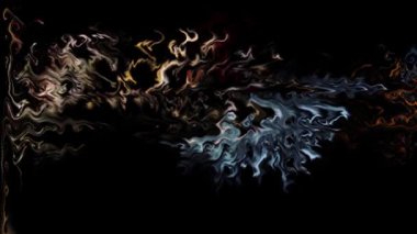 Multi colored growing glowing irregular random wave abstract on black background