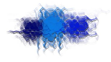 Mavi damlaların kusursuz soyut animasyonu. Beyaz üzerine üç boyutlu hissi ince bir hareketle.