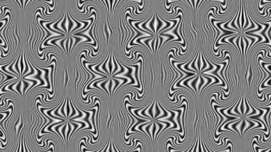 Siyah ve beyaz çizgili soyut, kusursuz psikedelik dönüş deseni