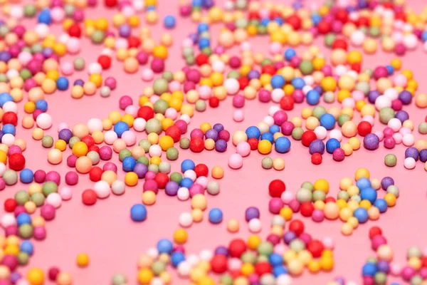 Pequeñas Bolas Espuma Polietileno Multicolor Tema Vacaciones Cumpleaños Telón Fondo — Foto de Stock