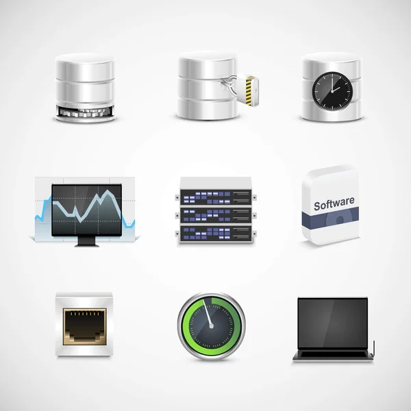 Database and server vector icon set — Stock Vector