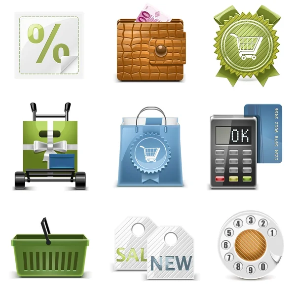 Compras vector iconos — Vector de stock