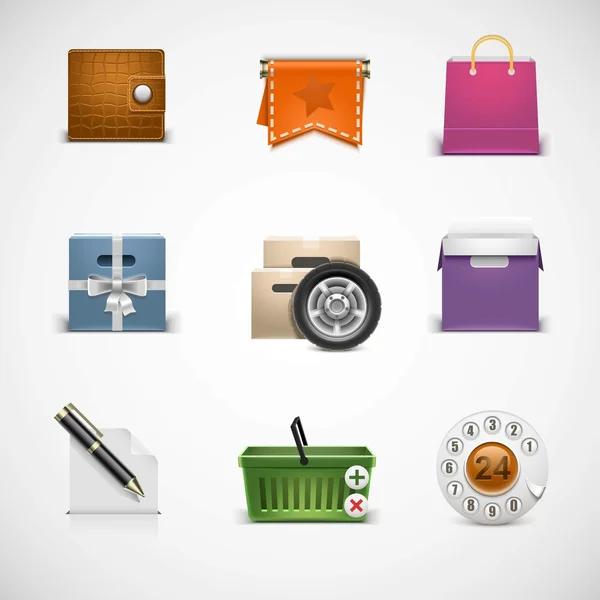 Set di icone vettoriali dello shopping — Vettoriale Stock