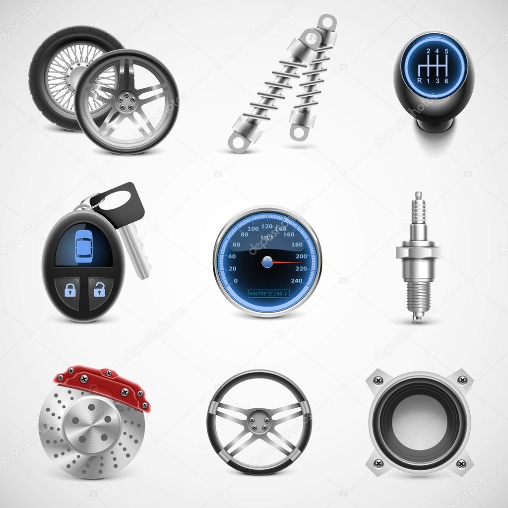 Car parts vector icon set