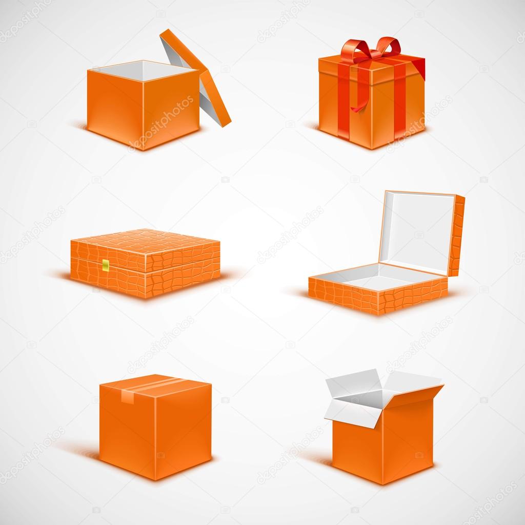Box isolated vector icon set