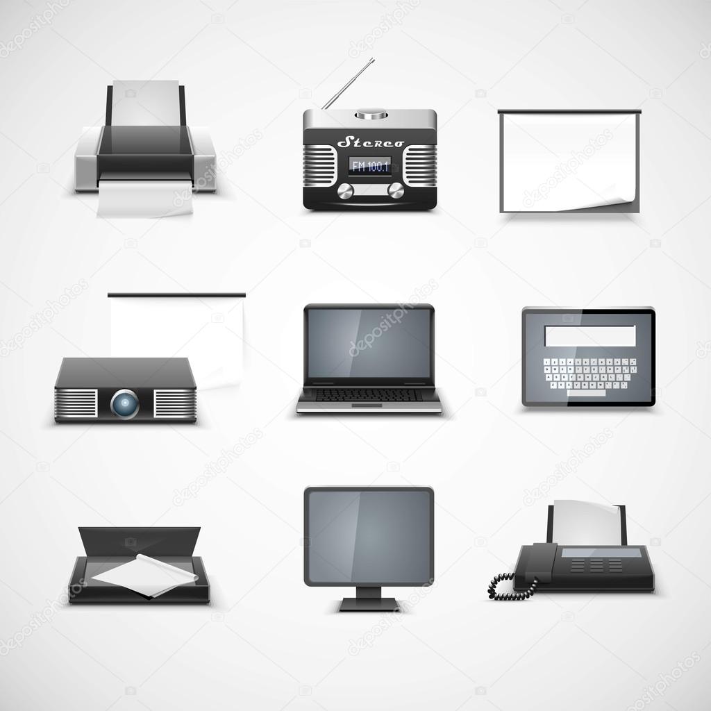Multimedia vector icon set