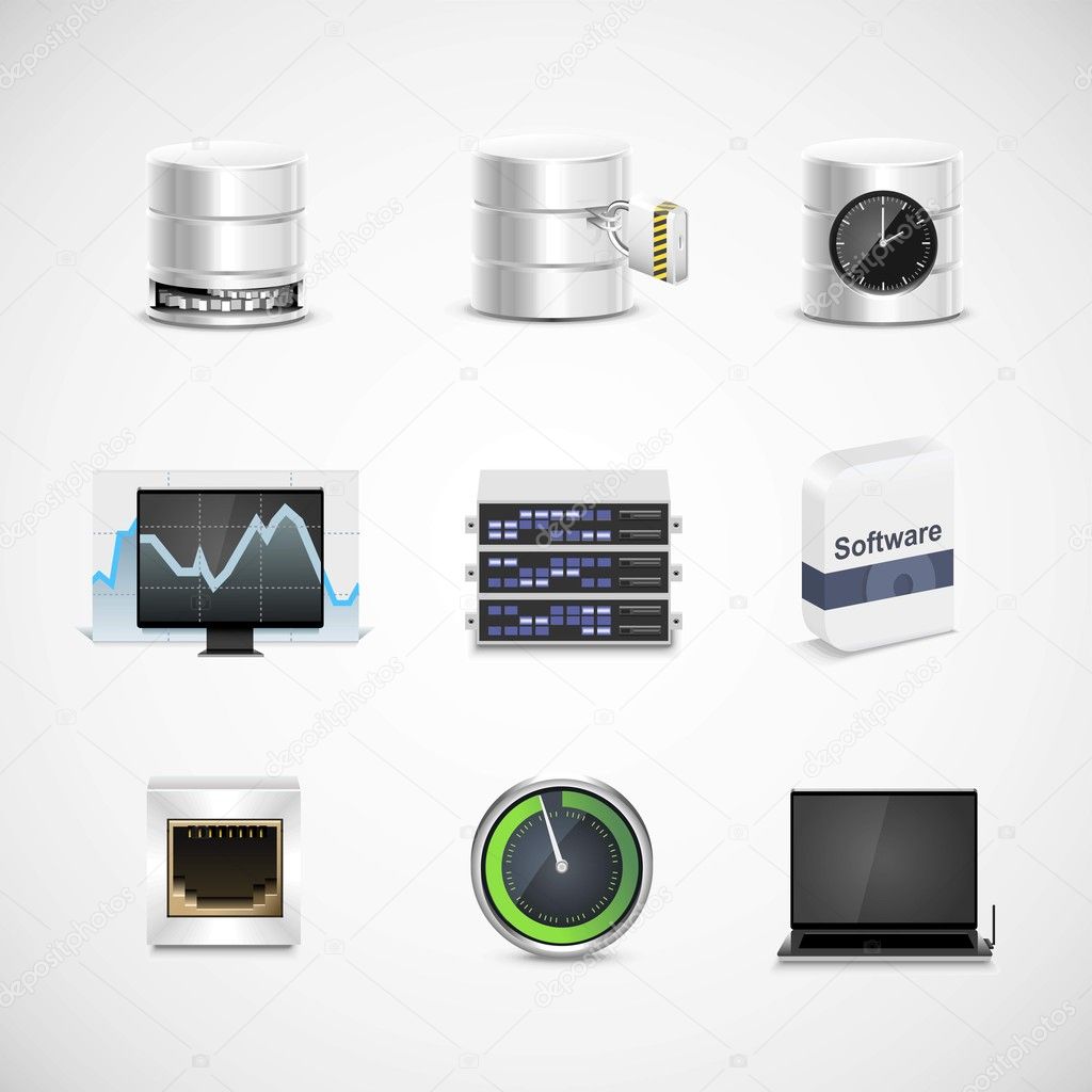 Database and server vector icon set