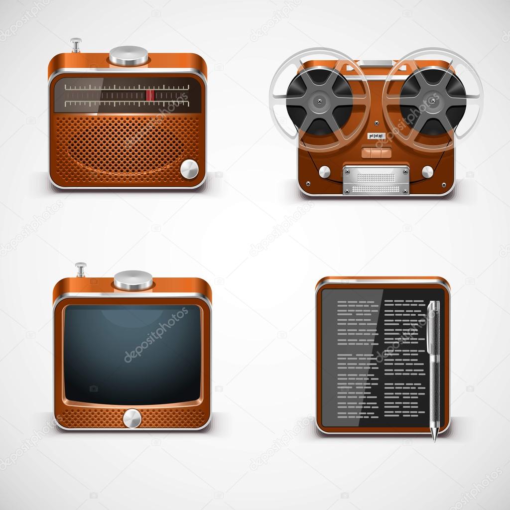 Vintage electronics vector icons