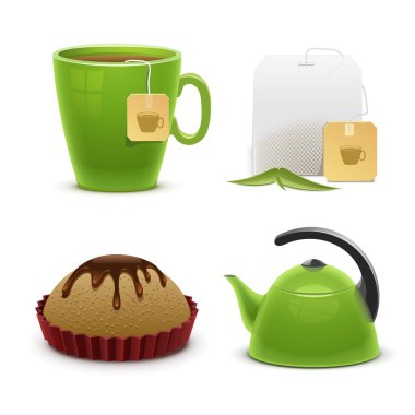 çay vektör Icon set